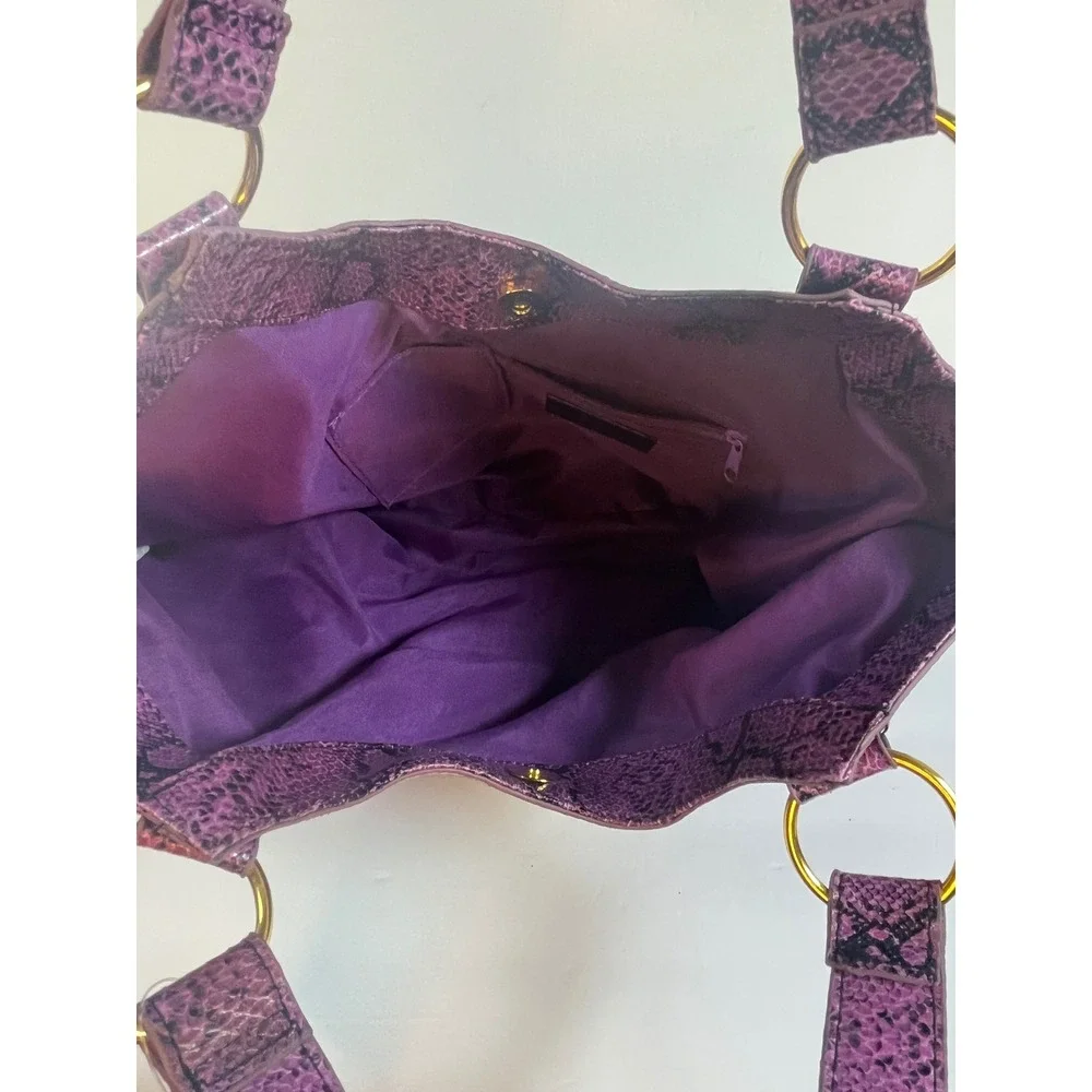Baby Phat Kimora Lee Simmons Purple Snakeskin Hobo Bag Gold Studs Y2K Tote
